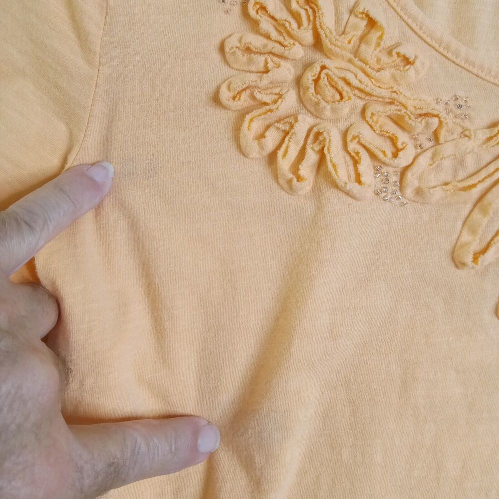 White Stag Blouse Womens Large Short Sleeve Orange Pullover Cotton - Picture 4 of 10